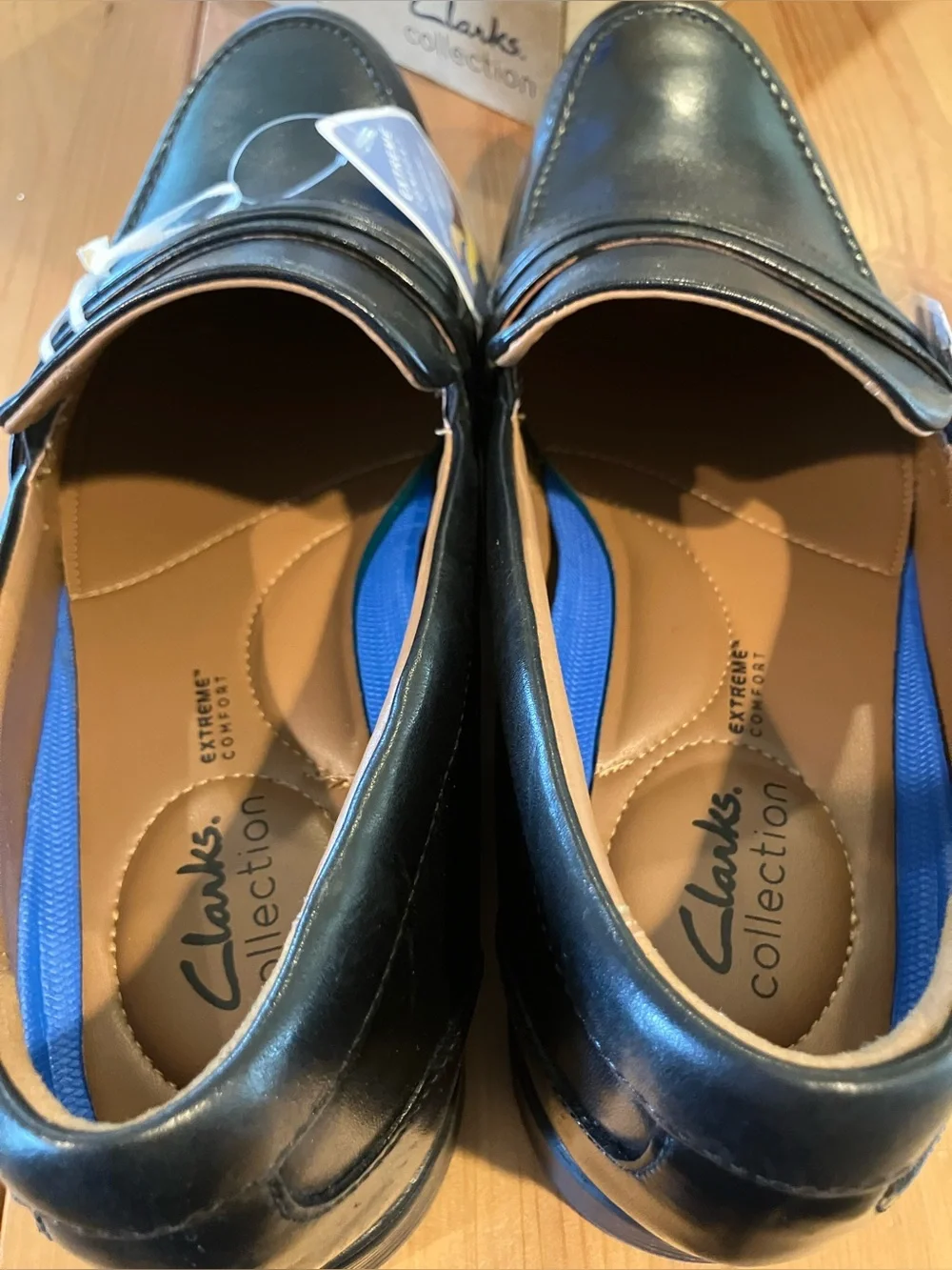 NEW Clarks Whiddon Step Black Leather Penny Loafers Extreme Comfort Size 13W